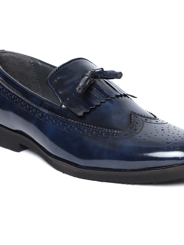 Men Navy Blue Semiformal Slip-On Brogues - Navy Blue, 6-7-8-9-10