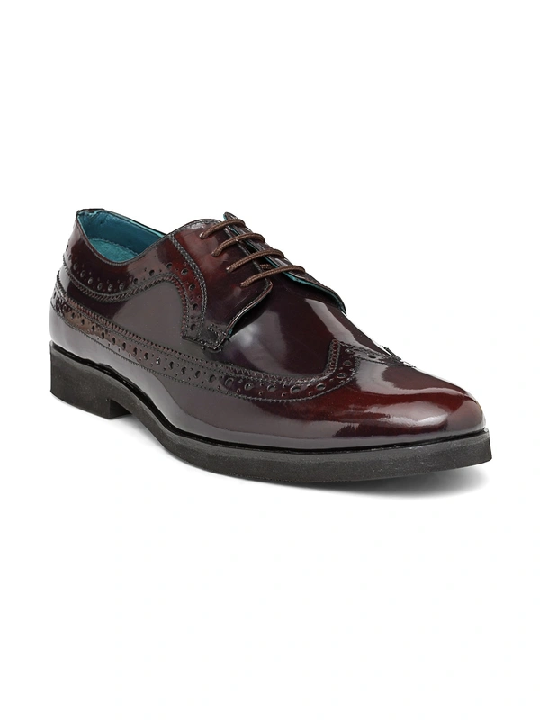 Luxor Men Burgundy Leather Brogues - Burgundy, 6-7-8-9-10