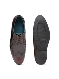 Luxor Men Burgundy Leather Brogues - Burgundy, 6-7-8-9-10