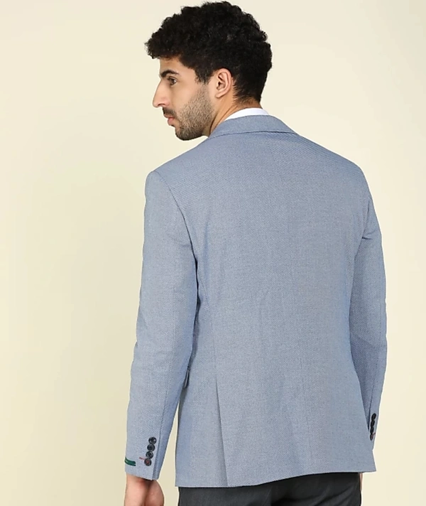 Self Design Single Breasted Formal Men Blazer  (Light Blue) - (36)(38)(40)(42)(44)(46)