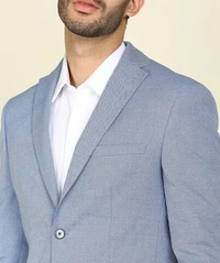 Self Design Single Breasted Formal Men Blazer  (Light Blue) - (36)(38)(40)(42)(44)(46)