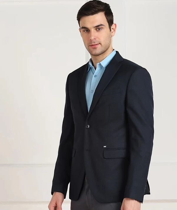 Woven Single Breasted Casual Men Full Sleeve Blazer  (Dark Blue) -  (Dark Blue), (36)(38)(40)(42)(44)(46)