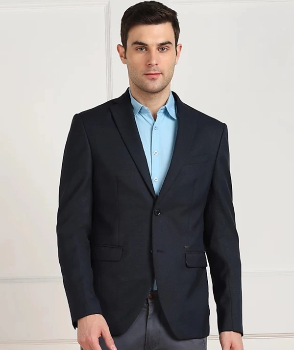 Woven Single Breasted Casual Men Full Sleeve Blazer  (Dark Blue) -  (Dark Blue), (36)(38)(40)(42)(44)(46)