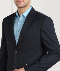 Woven Single Breasted Casual Men Full Sleeve Blazer  (Dark Blue) -  (Dark Blue), (36)(38)(40)(42)(44)(46)