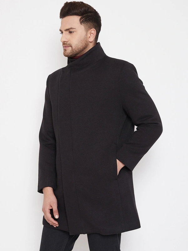 Men Black Solid Overcoat - Material & Care65% Cotton 35% PolyesterMachine wash, S /M/L/XL/XXL