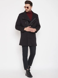 Men Black Solid Overcoat - Material & Care65% Cotton 35% PolyesterMachine wash, S /M/L/XL/XXL