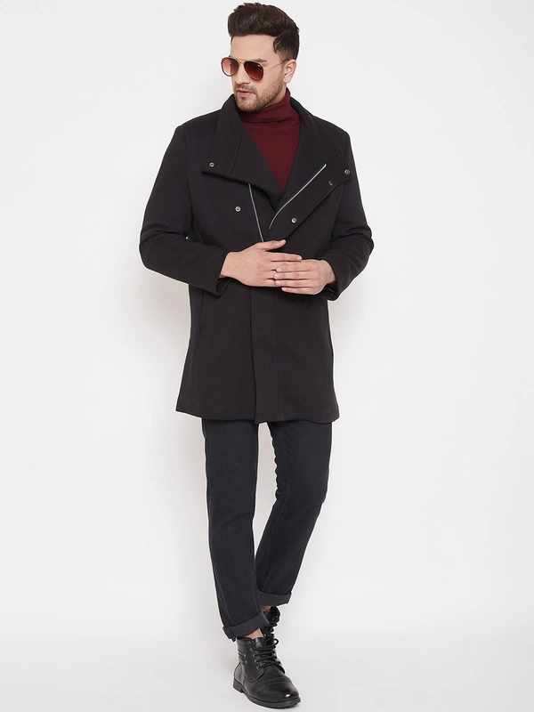 Men Black Solid Overcoat - Material & Care65% Cotton 35% PolyesterMachine wash, S /M/L/XL/XXL