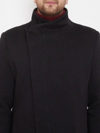 Men Black Solid Overcoat - Material & Care65% Cotton 35% PolyesterMachine wash, S /M/L/XL/XXL