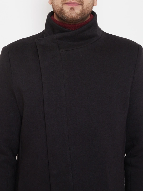 Men Black Solid Overcoat - Material & Care65% Cotton 35% PolyesterMachine wash, S /M/L/XL/XXL
