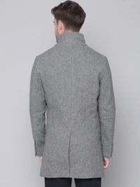 Men Grey Solid Overcoat - 50% Wool and 50% PolyesterDry-clean, S /M/L/XL/XXL