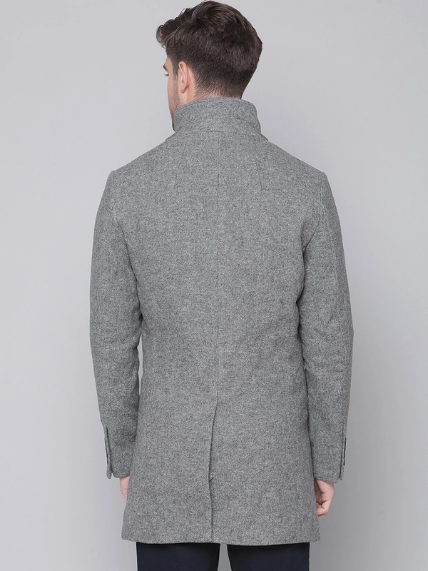 Men Grey Solid Overcoat - 50% Wool and 50% PolyesterDry-clean, S /M/L/XL/XXL