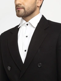 Men Black Solid Wool Long Coat - S /M/L/XL/XXL, WoolDry-clean only