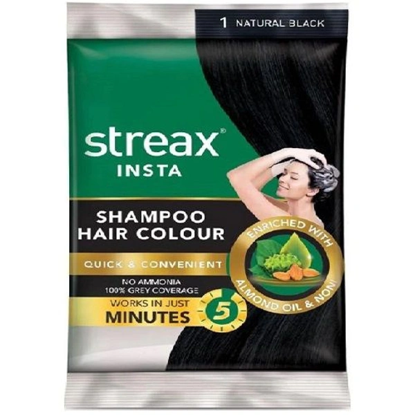 Streax Insta Shampoo Hair Color Black