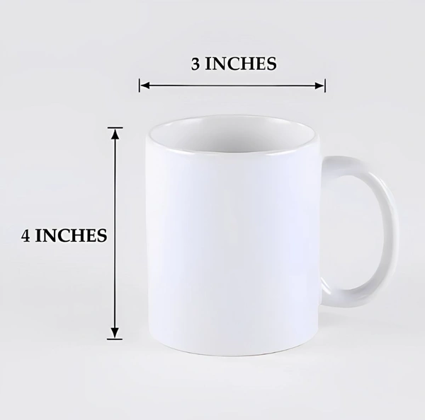 Simple White Cup With Your Photo/Design (UP02) - Large (4*3 Inch.), White