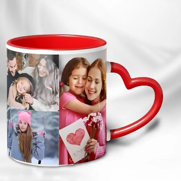 Three Tone Heart Handel Cup With Your Photo/Design (UP04) - Large (4*3 Inch.)
