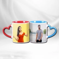 Three Tone Heart Handel Cup With Your Photo/Design (UP04) - Large (4*3 Inch.)
