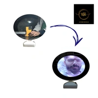 Magic Mirror_Round With Your Photo(UP18) - Large (App. 12*7Inch.)