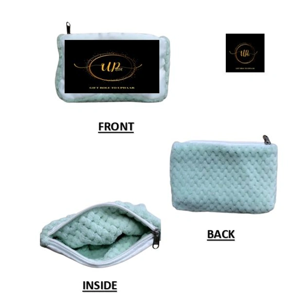 Pencil Pouch / Makeup Pouch With Your Photo/Design (UP17) - PINK / LIGHT GREEN (4.5*8 Inch.), White