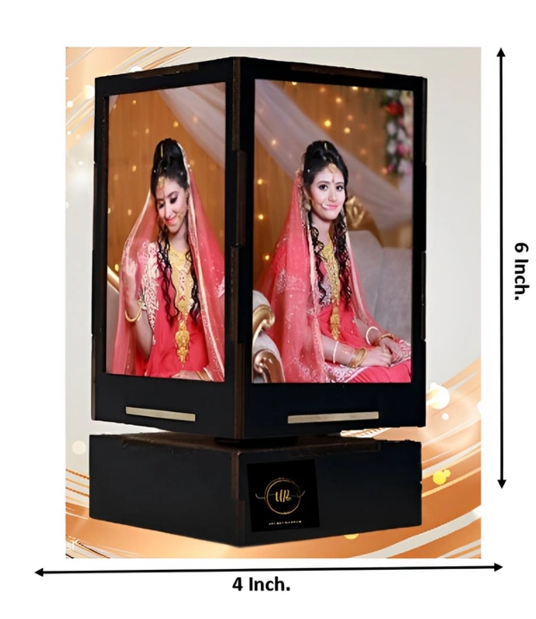 Rotating Lamp Small With Your Photo (UP19) - Small + LED (6*4 Inch.)