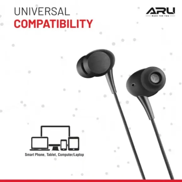 ARU Wired Earphones LIV TUNE AEP-83 - BLACK