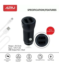 ARU Car Charger Dual Usb ACC-21 - BLACK
