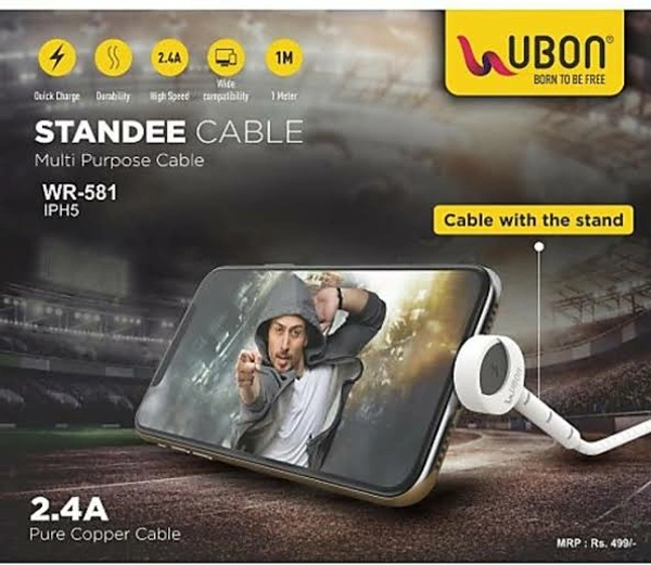 UBON Standee Cable 2.4A - WHITE