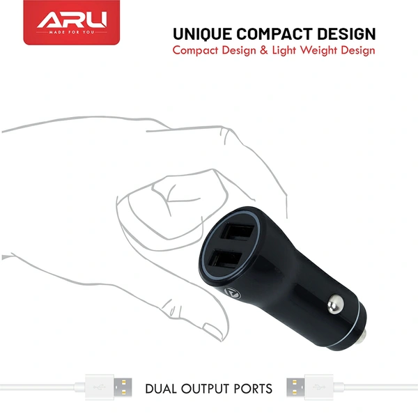 ARU Car Charger Dual Usb ACC-21 - BLACK