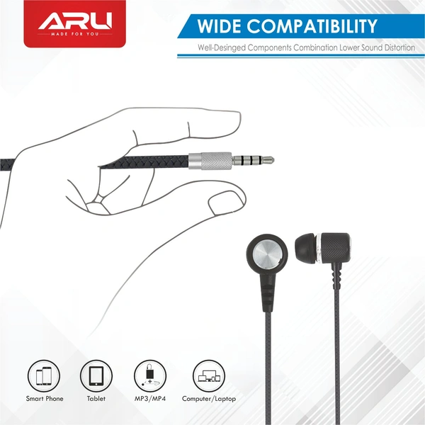 ARU Wired Earphones AEP-44 - BLACK