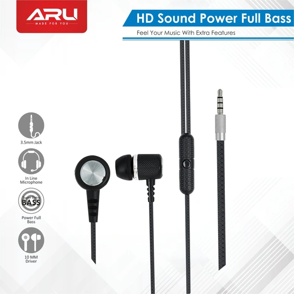 ARU Wired Earphones AEP-44 - BLACK