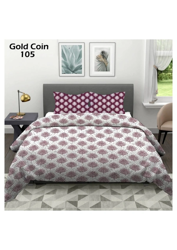 Cotton Bed Sheets - 90/100, Brownish Heart Print