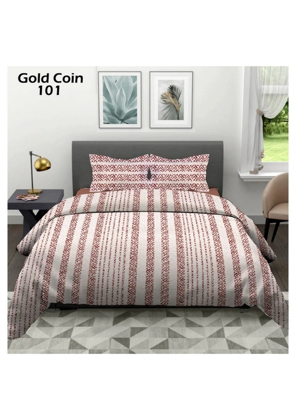 Cotton Bed Sheets - 90/100, Brownish Heart Print