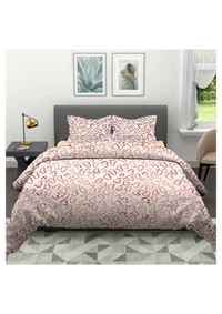 Cotton Bed Sheets - 90/100, Brownish Heart Print