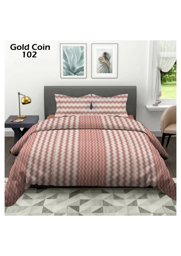 Cotton Bed Sheets - 90/100, Brownish Heart Print