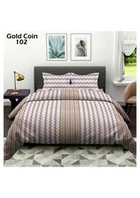 Cotton Bed Sheets - 90/100, Brownish Heart Print