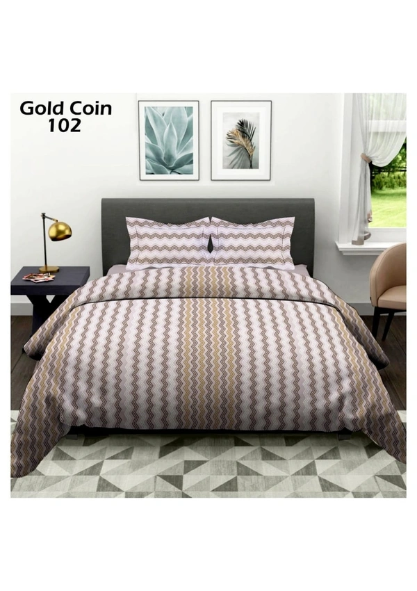Cotton Bed Sheets - 90/100, Brownish Heart Print