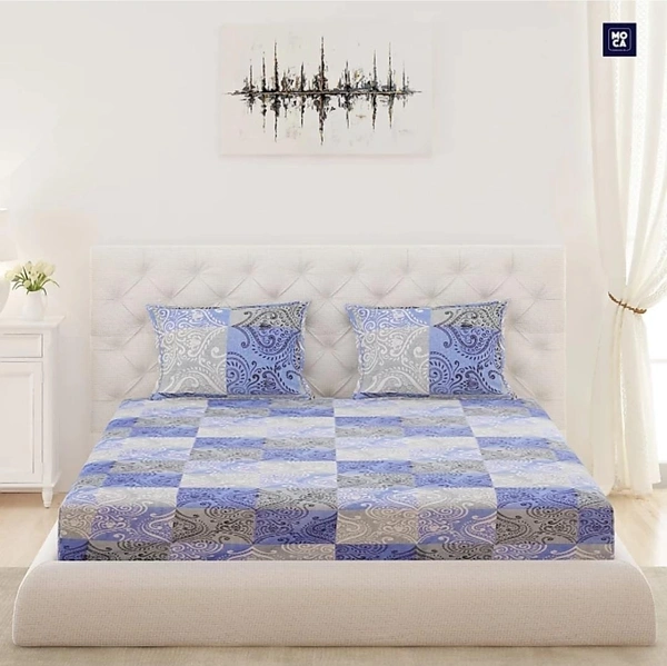 Monte Carlo Sferra 144TC Pure Cotton Double Bedsheet With 2 Pillow Covers - Double (2.24 x 2.54m )