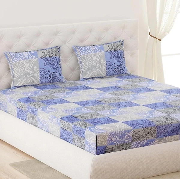 Monte Carlo Sferra 144TC Pure Cotton Double Bedsheet With 2 Pillow Covers - Double (2.24 x 2.54m )