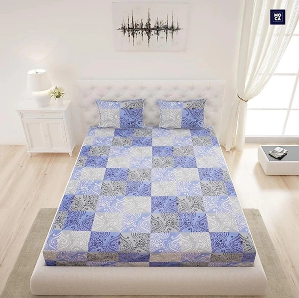 Monte Carlo Sferra 144TC Pure Cotton Double Bedsheet With 2 Pillow Covers - Double (2.24 x 2.54m )