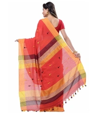 Handloom Pure Cotton Solid Embroidered Saree - Standard