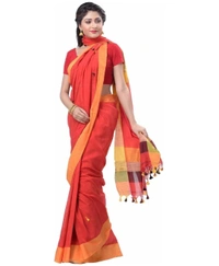 Handloom Pure Cotton Solid Embroidered Saree - Standard