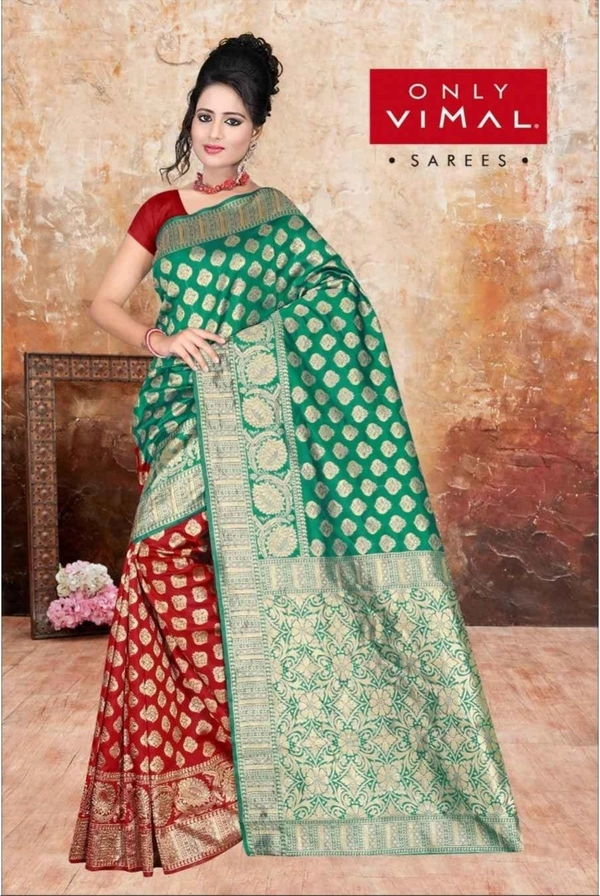 Only Vimal Embellished Art Silk Kanjivaram Sari W/blouse - 6.3 mtr, Red