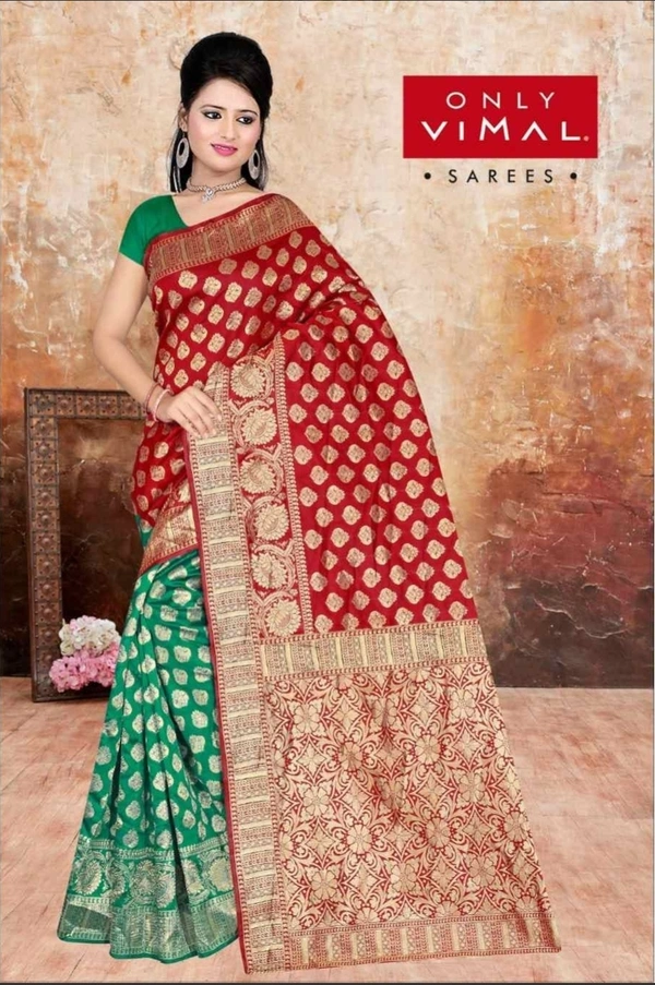 Only Vimal Embellished Art Silk Kanjivaram Sari W/blouse - Green, 6.3 mtr