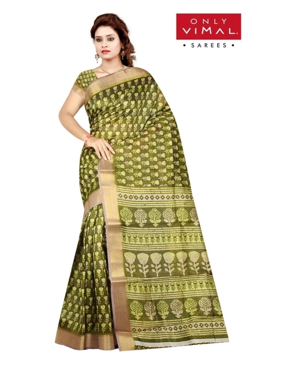 Only Vimal Printed Art Silk Regular Sari - Green, Free Size