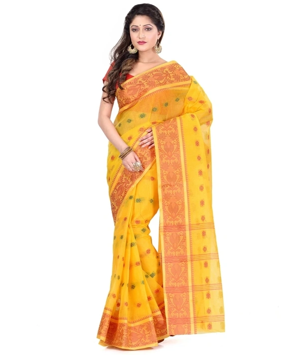 Pure Cotton Tanti Sari W/Blouse - yellow, Standard