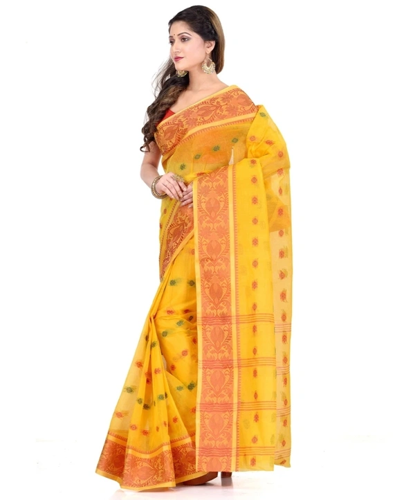 Pure Cotton Tanti Sari W/Blouse - yellow, Standard