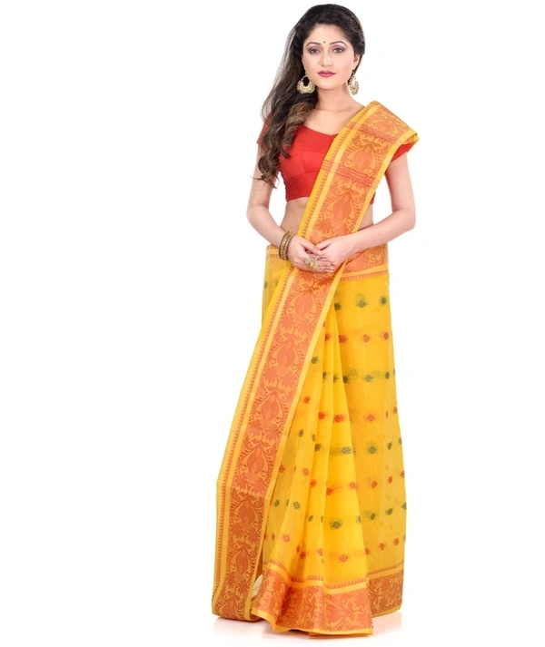 Pure Cotton Tanti Sari W/Blouse - yellow, Standard