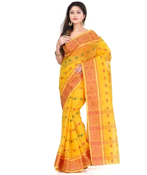 Pure Cotton Tanti Sari W/Blouse - yellow, Standard