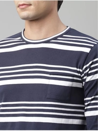 Rigo Men's Full Sleeves Stripped Cotton T-shirt - Navy - M