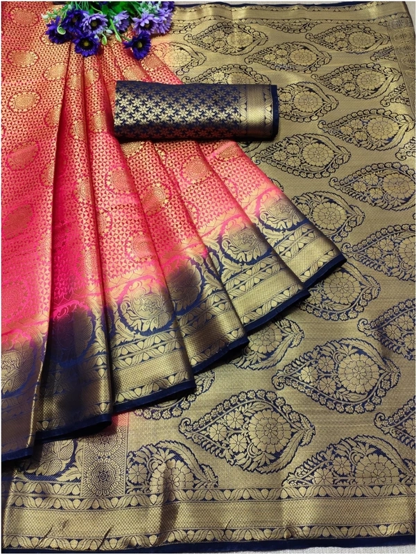 Beautiful Banarsi Silk Sari W/blouse - Red, Standard