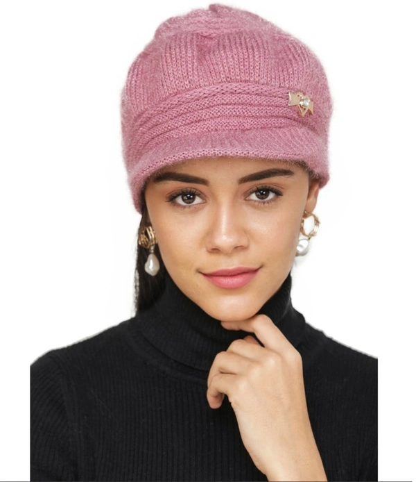 Unisex Woven Solid Wollen Cap  - Free Size